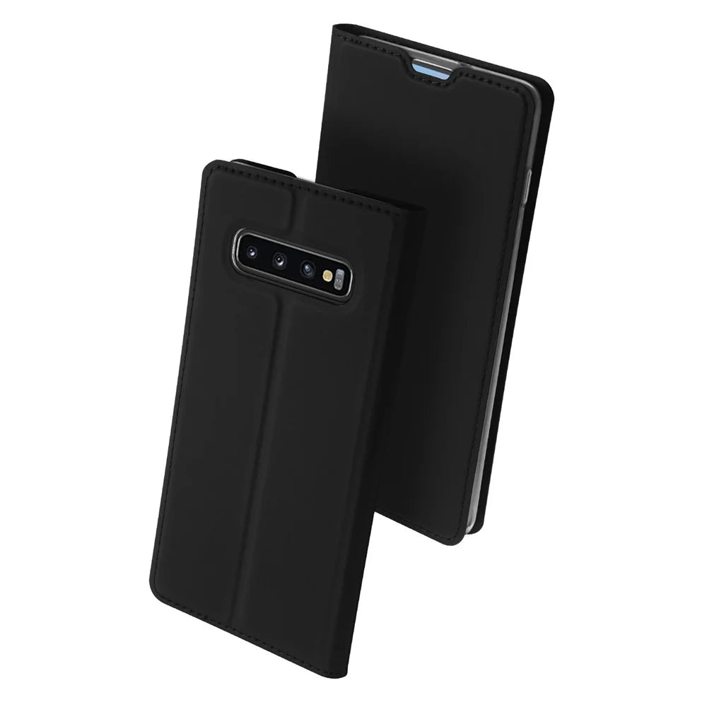 DUX DUCIS Skin Pro Series for Samsung Galaxy S10 Plus PU Leather Card Holder Phone Casing with Stand - Black - 2