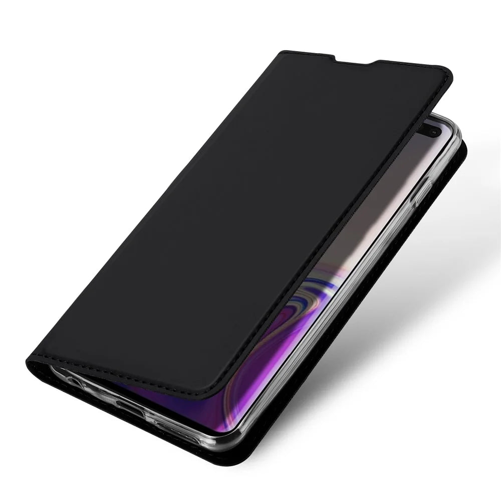 DUX DUCIS Skin Pro Series for Samsung Galaxy S10 Plus PU Leather Card Holder Phone Casing with Stand - Black - 4
