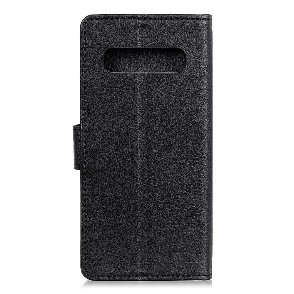 Litchi Texture Leather Wallet Stand Flip Case for Samsung Galaxy S10 Plus - Black - 4