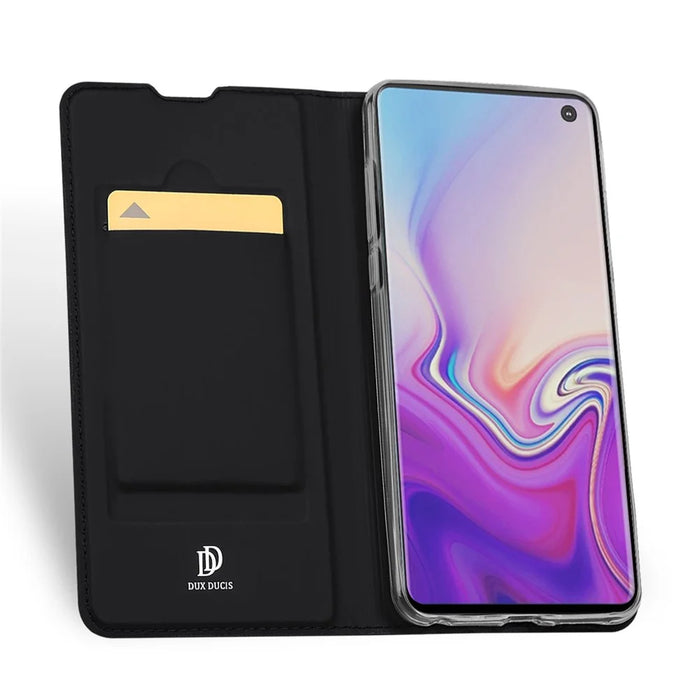 DUX DUCIS Skin Pro Series Card Storing Function Phone Leather Stand Cover for Samsung Galaxy S10 - Black - 3