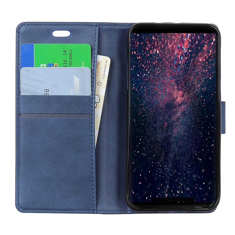 For Samsung Galaxy S10 Matte PU Leather Wallet Magnetic Cellphone Case - Blue - 4