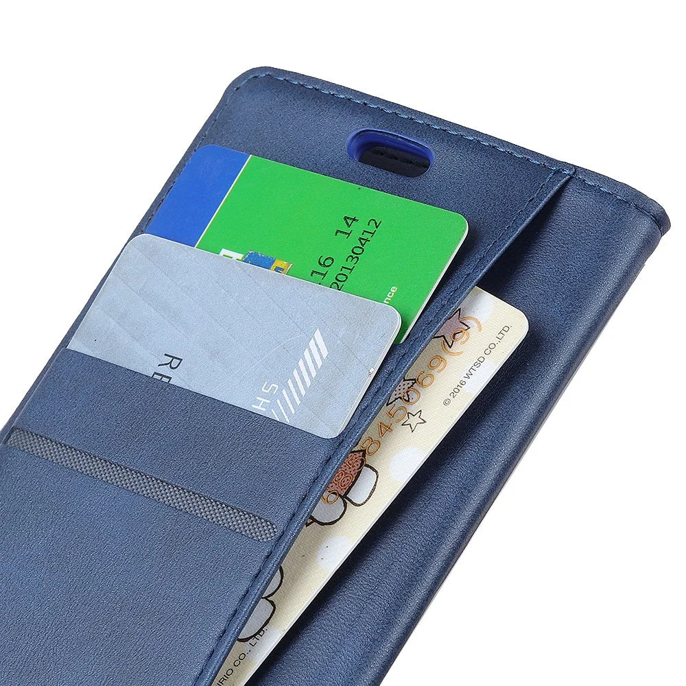 For Samsung Galaxy S10 Matte PU Leather Wallet Magnetic Cellphone Case - Blue - 5