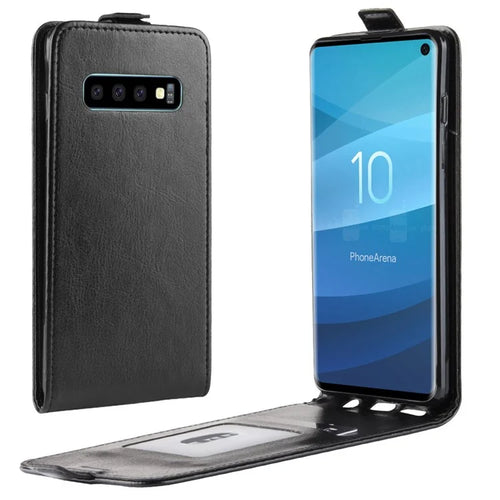 Crazy Horse Vertical Flip Leather Card Holder Case for Samsung Galaxy S10 - Black - 1