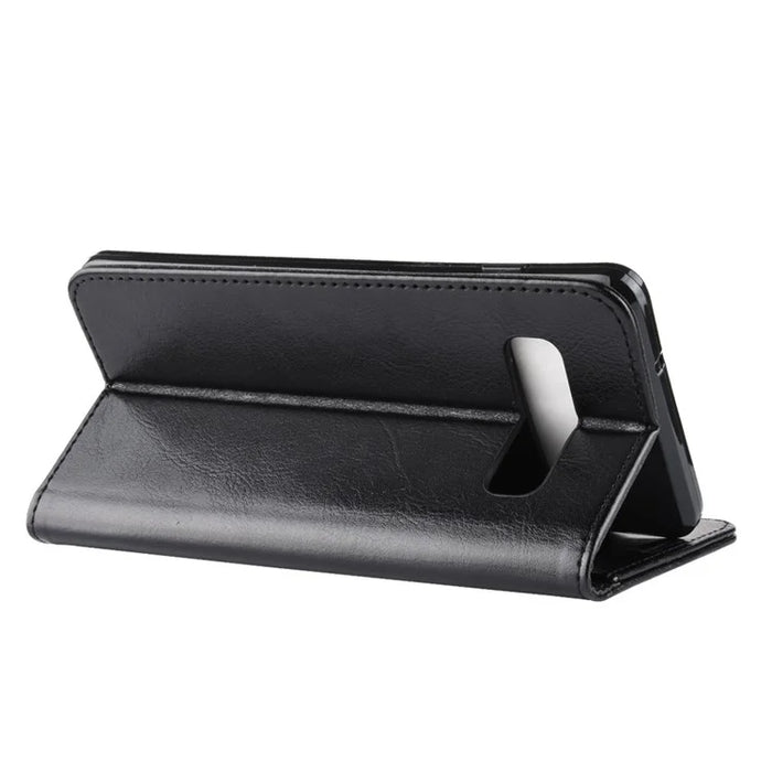 Crazy Horse Wallet Stand Leather Case for Samsung Galaxy S10 - Black - 6