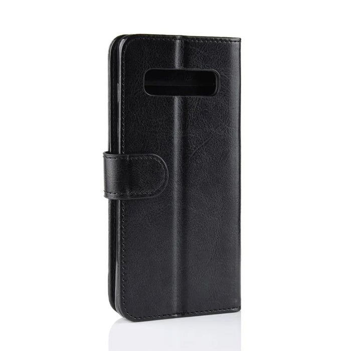 Crazy Horse Wallet Stand Leather Case for Samsung Galaxy S10 - Black - 7