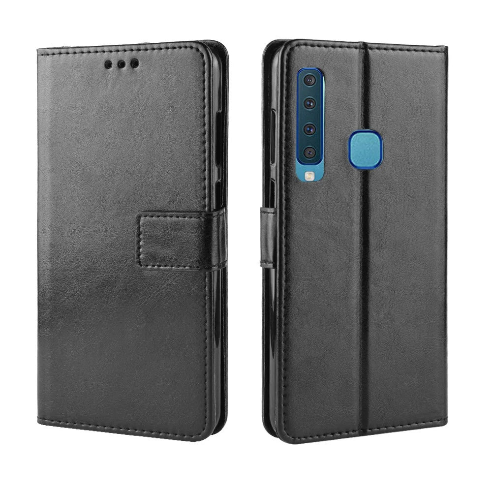 Crazy Horse Leather Wallet Cover for Samsung Galaxy A9 (2018) / A9 Star Pro / A9s - Black - 2