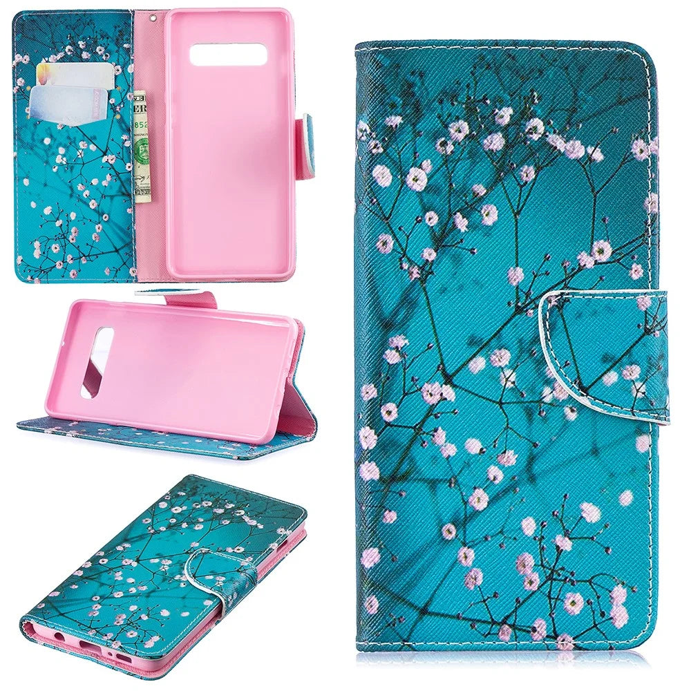 Pattern Printing PU Leather Protection Cell Phone Case for Samsung Galaxy S10 Plus - Wintersweet - 1