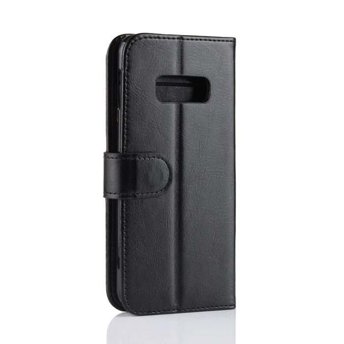 Crazy Horse Wallet Stand Leather Flip Case for Samsung Galaxy S10e - Black - 4