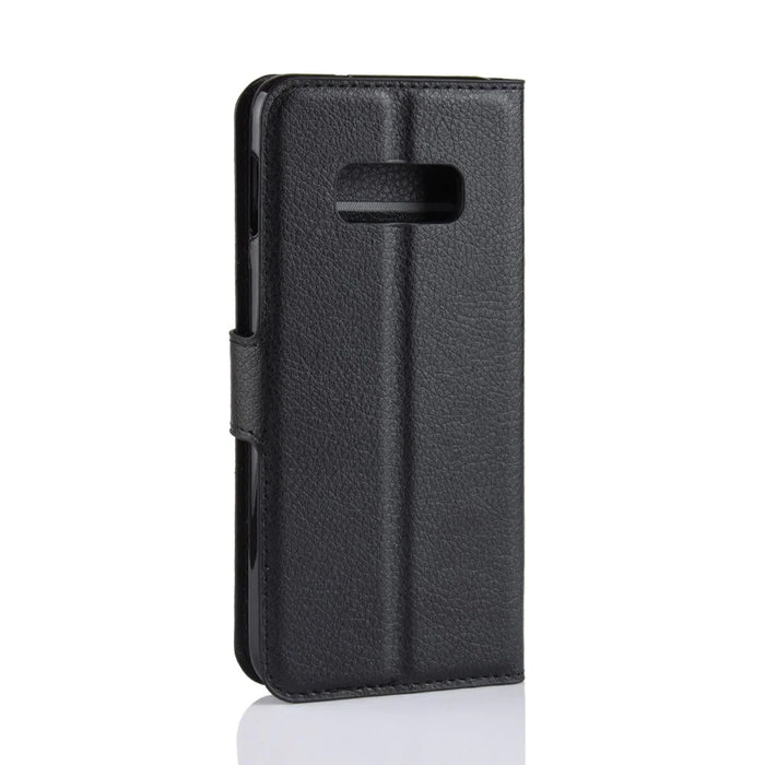 Litchi Skin Wallet Leather Stand Case for Samsung Galaxy S10e - Black - 4