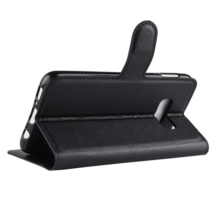 Litchi Skin Wallet Leather Stand Case for Samsung Galaxy S10e - Black - 7