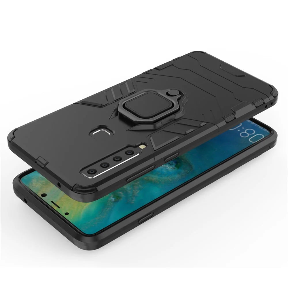 Cool Guard Ring Holder Kickstand PC TPU Hybrid Case for Samsung Galaxy A9 (2018) / A9 Star Pro / A9s - Black - 3