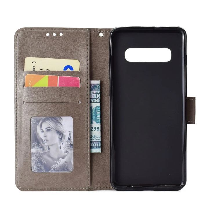 Imprinted Mandala Pattern PU Leather Protection Case for Samsung Galaxy S10 - Grey - 4