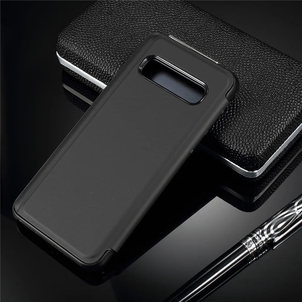 For Samsung Galaxy S10 Plus Flip Leather Cover with Stand Full Body Protective Phone Case - Black - 2