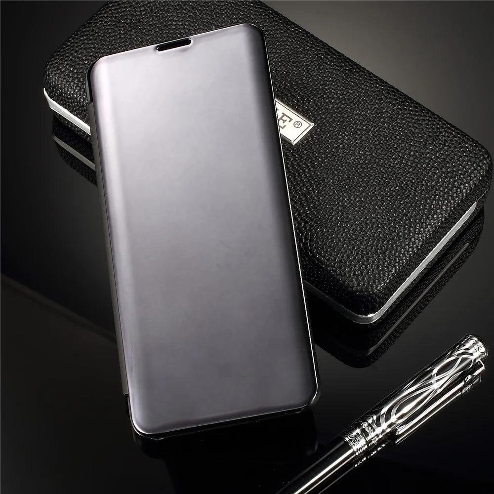 For Samsung Galaxy S10 Plus Flip Leather Cover with Stand Full Body Protective Phone Case - Black - 3