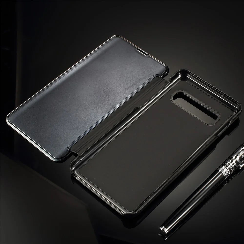 For Samsung Galaxy S10 Plus Flip Leather Cover with Stand Full Body Protective Phone Case - Black - 4