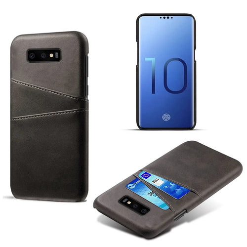 For Samsung Galaxy S10e Dual Card Slots Case PU Leather Coated PC Casing - Black - 1