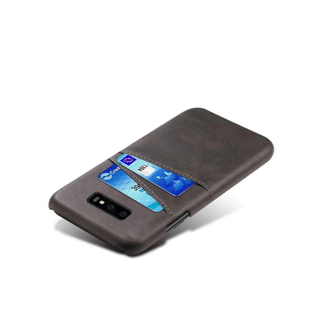 For Samsung Galaxy S10e Dual Card Slots Case PU Leather Coated PC Casing - Black - 2