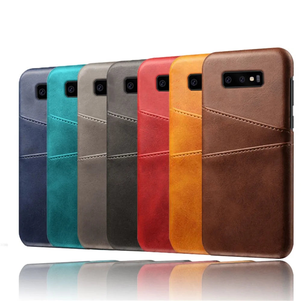 For Samsung Galaxy S10e Dual Card Slots Case PU Leather Coated PC Casing - Black - 5