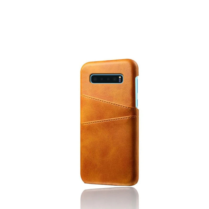 For Samsung Galaxy S10 Plus Dual Card Slots Case Crazy Horse PU Leather Coated PC Case - Orange - 4