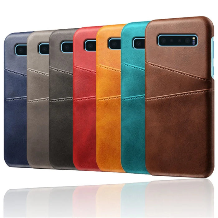 For Samsung Galaxy S10 Plus Dual Card Slots Case Crazy Horse PU Leather Coated PC Case - Orange - 6