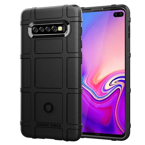 Rugged Square Grid Texture TPU Anti-shock Case for Samsung Galaxy S10 Plus - Black - 1