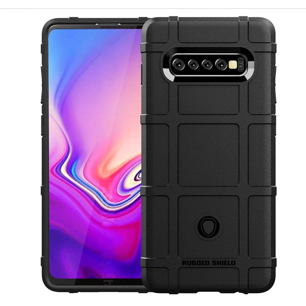 Rugged Square Grid Texture TPU Anti-shock Case for Samsung Galaxy S10 Plus - Black - 2