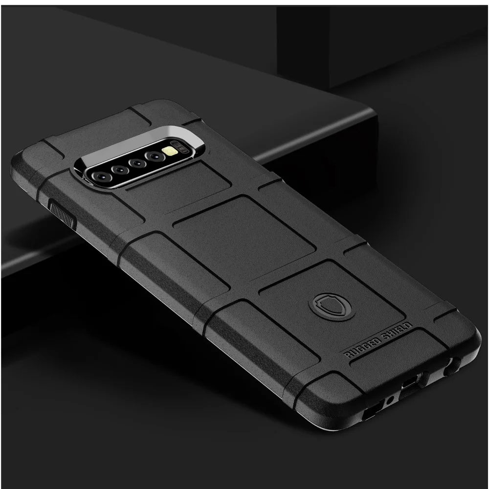 Rugged Square Grid Texture TPU Anti-shock Case for Samsung Galaxy S10 Plus - Black - 3