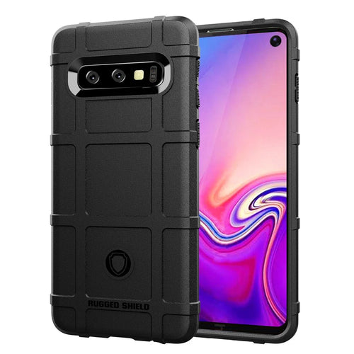 Rugged Anti-shock Square Grid Texture TPU Phone Case for Samsung Galaxy S10 - Black - 1