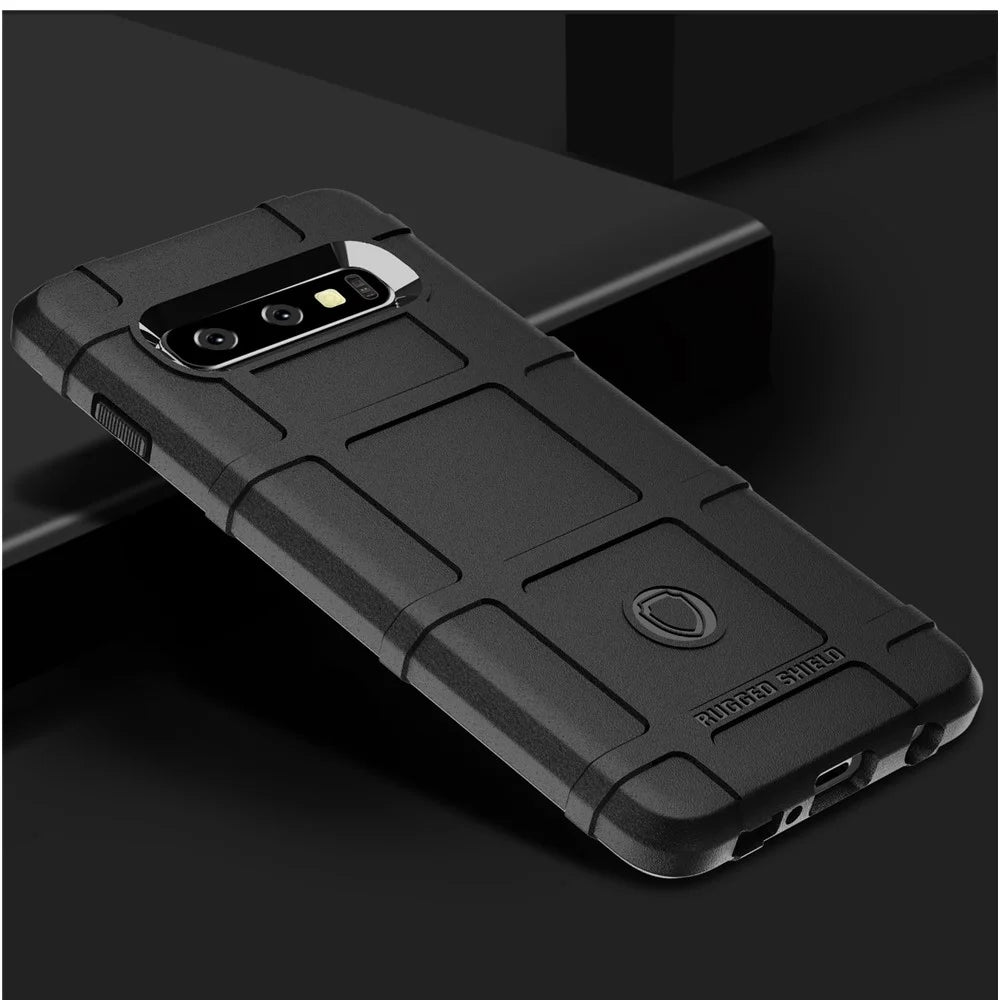 Rugged Anti-shock Square Grid Texture TPU Phone Case for Samsung Galaxy S10 - Black - 3