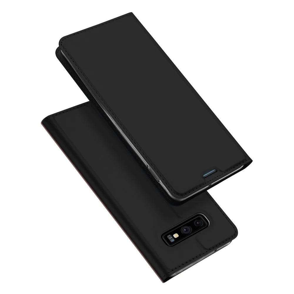 DUX DUCIS Skin Pro Series Stand Function TPU Inner Case + PU Leather Flip Case for Samsung Galaxy S10e - Black - 1