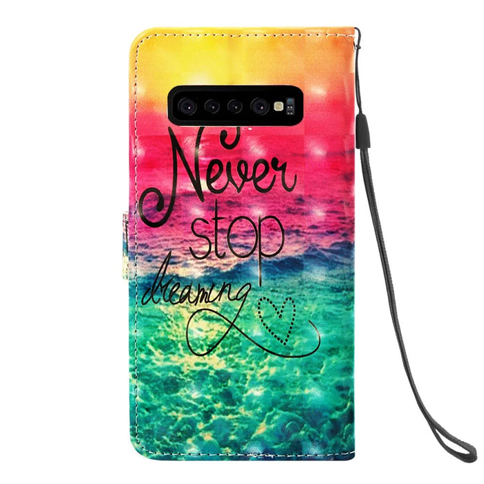 Pattern Print PU Leather Stand Magnetic Casing for Samsung Galaxy S10 Plus - Never Stop Dreaming - 3