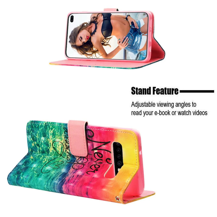 Pattern Print PU Leather Stand Magnetic Casing for Samsung Galaxy S10 Plus - Never Stop Dreaming - 4