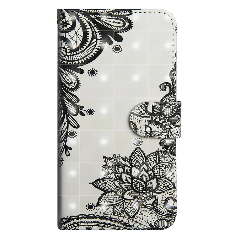 Pattern Printing Light Spot Decor Leather Wallet Casing for Samsung Galaxy S10 - Lace Flower - 1