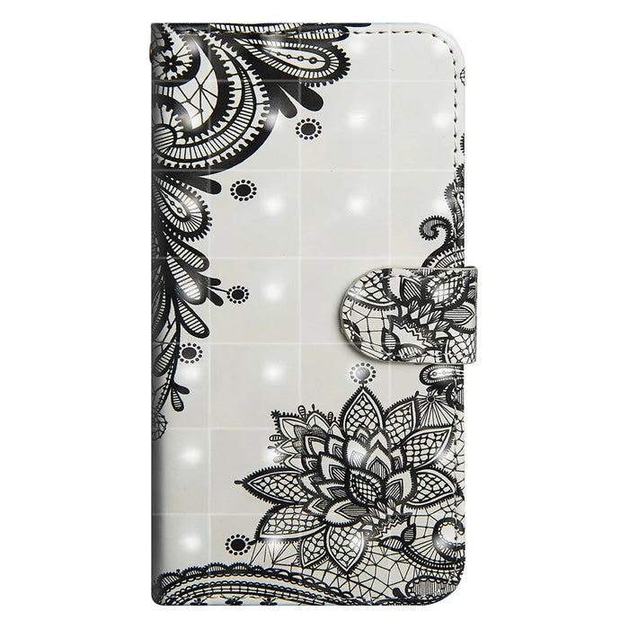 Pattern Printing Light Spot Decor Leather Wallet Casing for Samsung Galaxy S10 - Lace Flower - 1