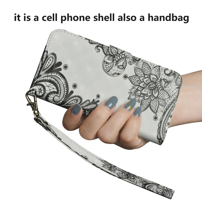 Pattern Printing Light Spot Decor Leather Wallet Casing for Samsung Galaxy S10 - Lace Flower - 7