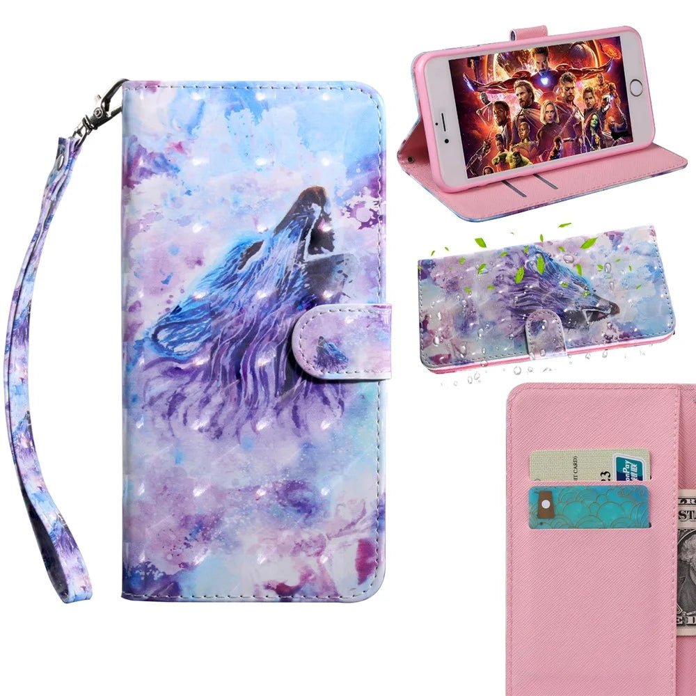 Pattern Printing Light Spot Decor Leather Cover for Samsung Galaxy S10 - Howling Wolf - 1