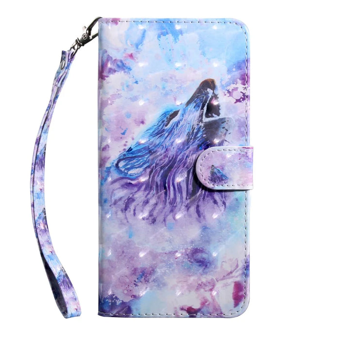 Pattern Printing Light Spot Decor Leather Cover for Samsung Galaxy S10 - Howling Wolf - 2