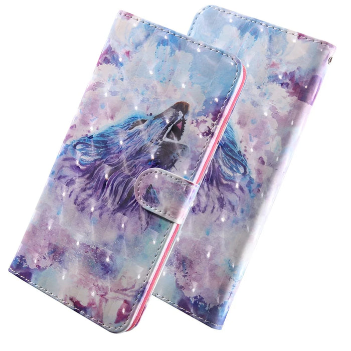 Pattern Printing Light Spot Decor Leather Cover for Samsung Galaxy S10 - Howling Wolf - 4