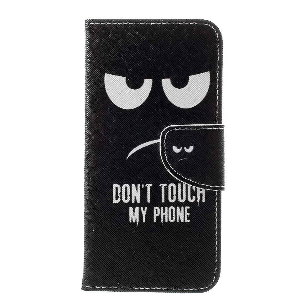 Pattern Printing Cross Texture PU Leather Wallet Case for Samsung Galaxy S10e - Do not Touch My Phone - 1
