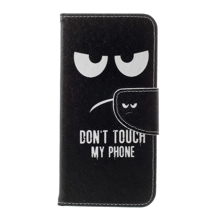 Pattern Printing Cross Texture PU Leather Wallet Case for Samsung Galaxy S10e - Do not Touch My Phone - 1