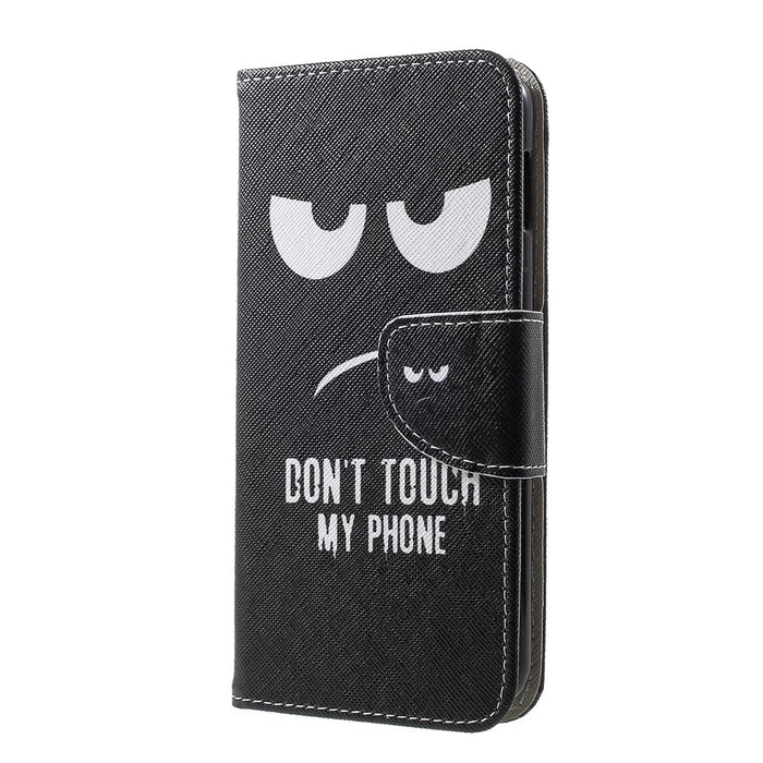 Pattern Printing Cross Texture PU Leather Wallet Case for Samsung Galaxy S10e - Do not Touch My Phone - 2