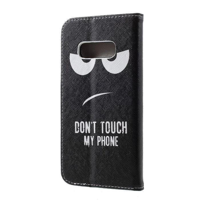 Pattern Printing Cross Texture PU Leather Wallet Case for Samsung Galaxy S10e - Do not Touch My Phone - 3