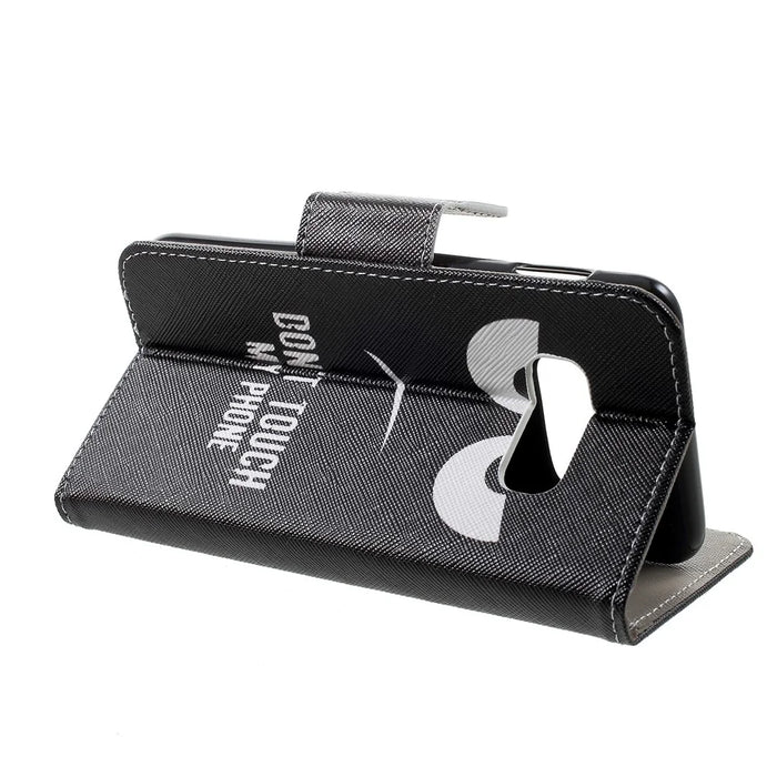 Pattern Printing Cross Texture PU Leather Wallet Case for Samsung Galaxy S10e - Do not Touch My Phone - 4