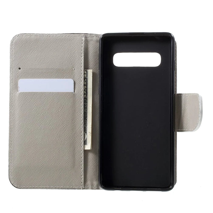 Cross Texture Patterned Leather Wallet Case for Samsung Galaxy S10 - Do Not Touch My Phone - 5