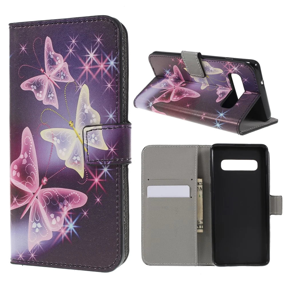 Pattern Printing Wallet Leather Flip Case for Samsung Galaxy S10 - Pretty Butterfly - 1