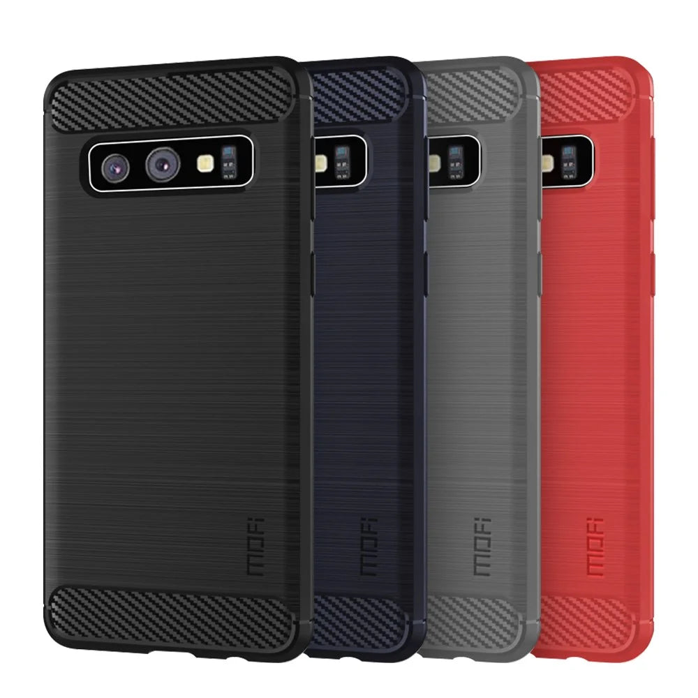 MOFI Carbon Fiber Texture Brushed TPU Case for Samsung Galaxy S10 - Black - 2