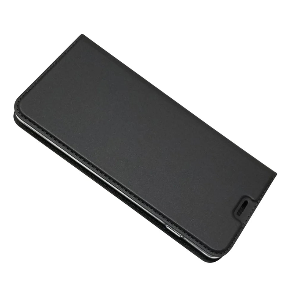 Auto-absorbed Protective Leather Case with Card Holder / Stand for Samsung Galaxy S10 - Black - 5