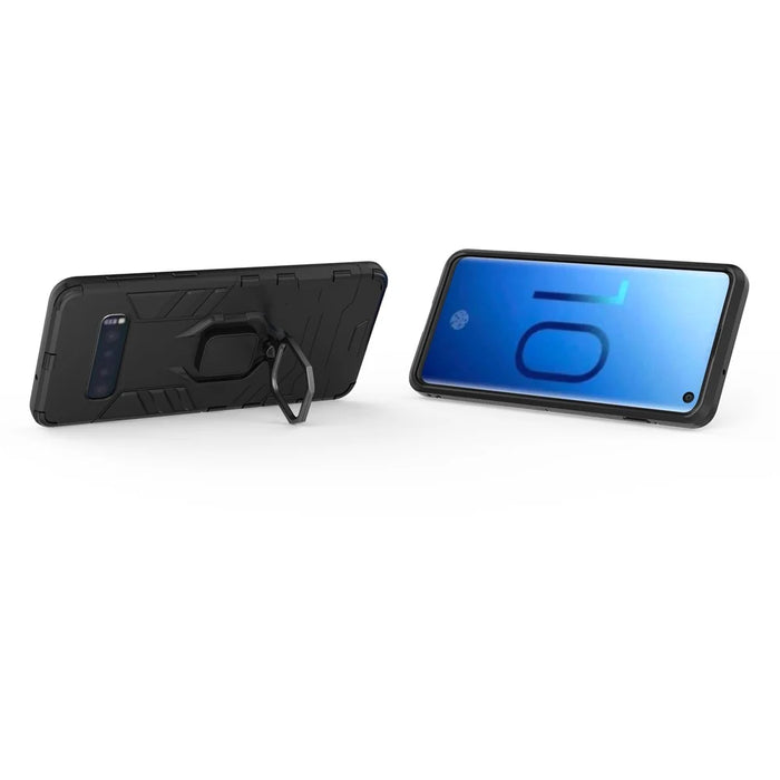For Samsung Galaxy S10 Finger Ring Kickstand PC + TPU Hybrid Mobile Case - Black - 6
