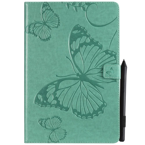 KT Tablet Series-3 [Imprint Butterfly] Stand Leather Tablet Case for Samsung Galaxy Tab S4 10.5 T830 T835 T387 - Cyan - 1