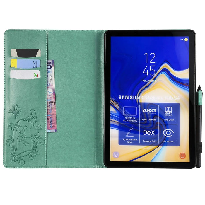 KT Tablet Series-3 [Imprint Butterfly] Stand Leather Tablet Case for Samsung Galaxy Tab S4 10.5 T830 T835 T387 - Cyan - 3